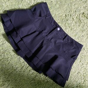 Micro mini black ruffle skort S